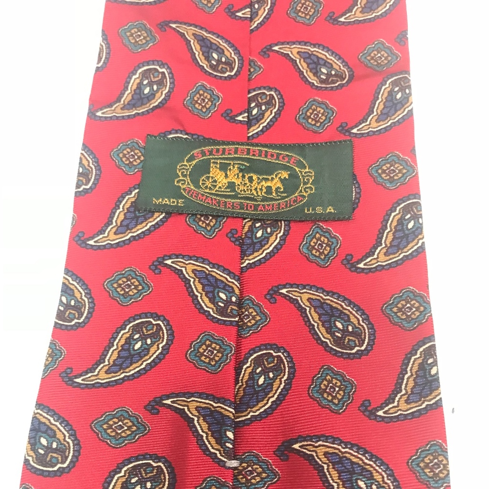 Sturbridge Mens Tie 100% Silk Red Paisley